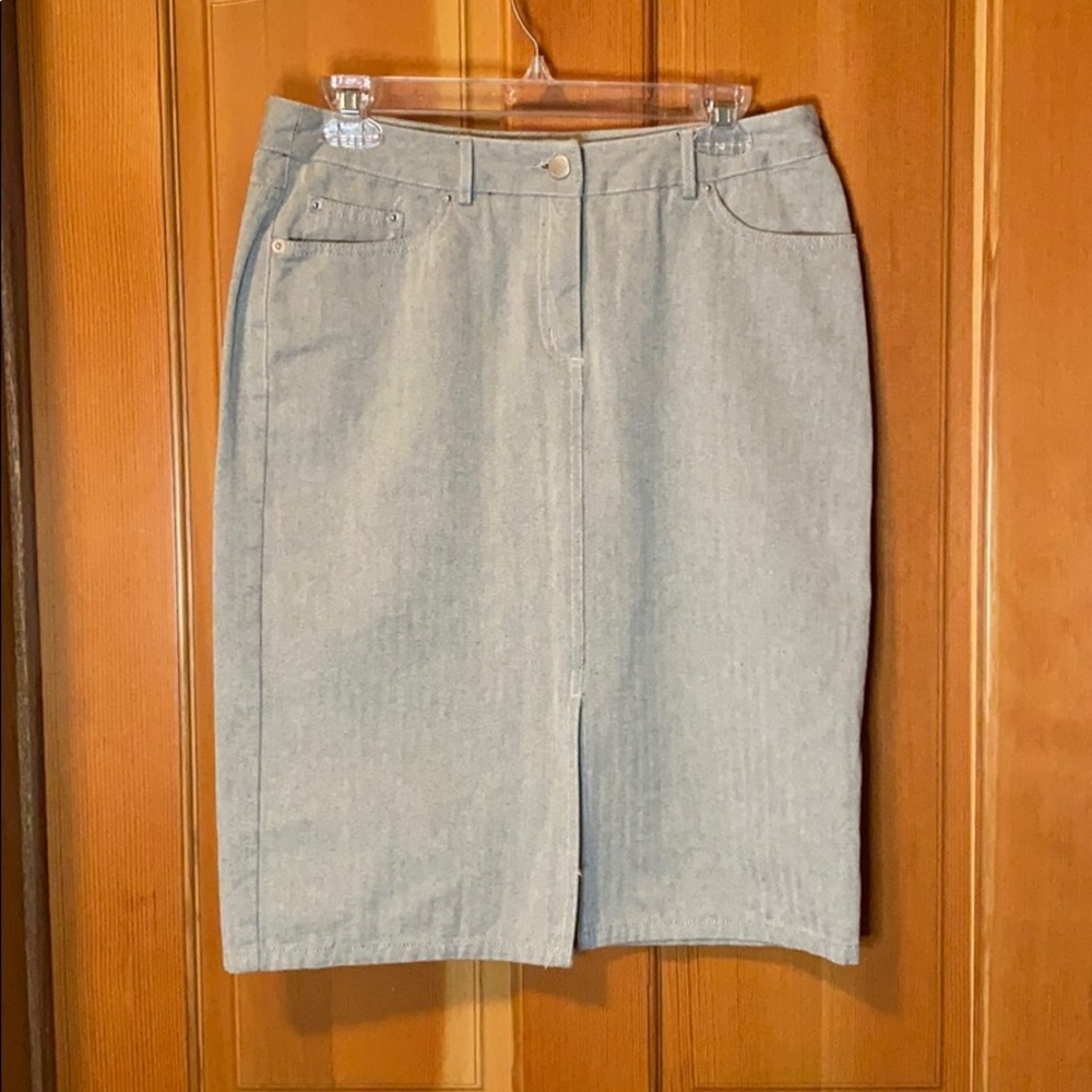 Isaac Mizrahi Herringbone Denim Skirt Grey